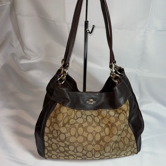 Coach Handbags - Coach F57612 Signature Jacquard Lexy Canvas Leather Shoulder Bag
